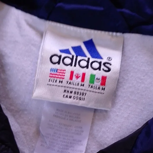 Vintage 90s Adidas Navy and White Windbreaker YOUTH - Picture 2 of 8